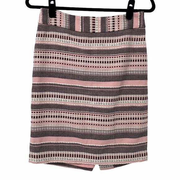 Loft Pink & Gray Stripe Lined Career Pencil Skirt - Picture 1 of 8